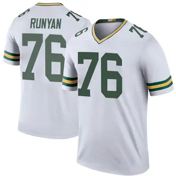 Men's Jon Runyan Green Bay Packers Legend White Color Rush Jersey