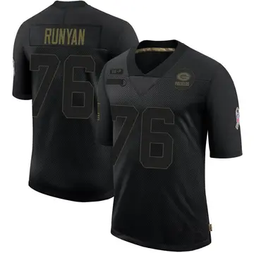 Youth Jon Runyan Green Bay Packers Limited Black 2020 Salute To Service Jersey